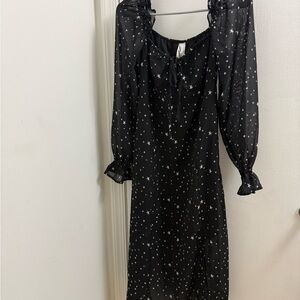Elegant Black Starry Women's Dress